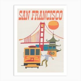 San Francisco Retro Vintage Travel Poster Art Print