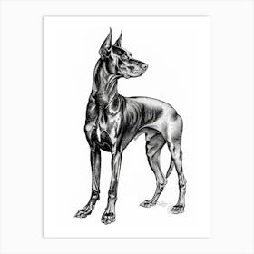 German Pinscher Dog Line Art 2 Art Print