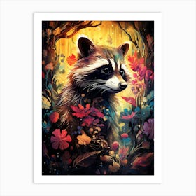 Raccoon In The Forest 1 Art Print