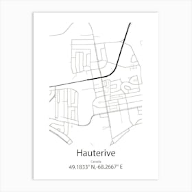 Hauterive,Canada Minimalist Map Art Print