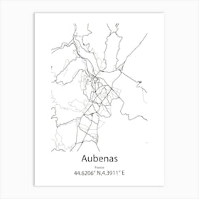 Aubenas,France Minimalist Map Art Print