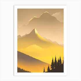 Misty Mountains Vertical Composition In Yellow Tone 15 Art Print