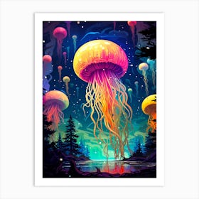 Jellyfish In The Night Sky Art Print