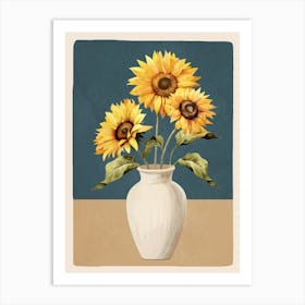 Sunflowers in a White Vase 2 Art Print