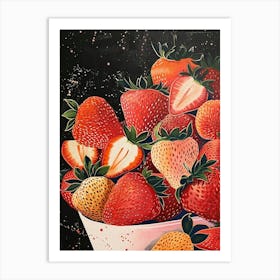 Strawberry Explosion Art Deco Art Print