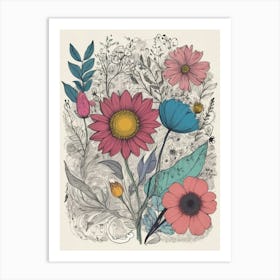 Watercolor Flowers 1 Art Print