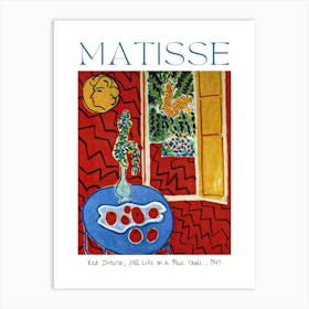 Henri Matisse Red Interior, Still Life on a Blue Table 1947 in HD Vibrant Colorful Feature Wall Art Poster Print from the Original Work - High Resolution Art Print