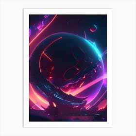 Cosmology Neon Nights Space Art Print