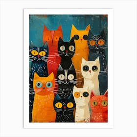 Funky Cats Painting Beautiful Art Print