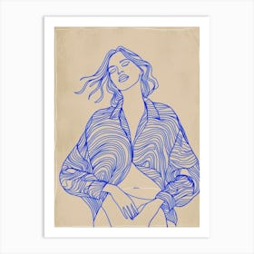 Woman In Blue Shirt Art Print