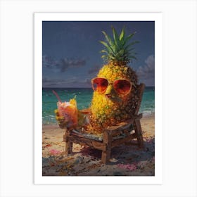 Pineapple On The Beach Art Print