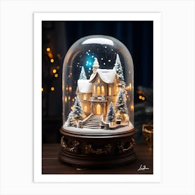 Christmas House In A Snow Globe Art Print