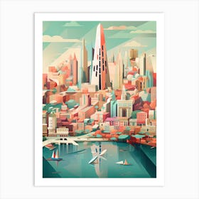 Barcelona, Spain, Geometric Illustration 4 Art Print