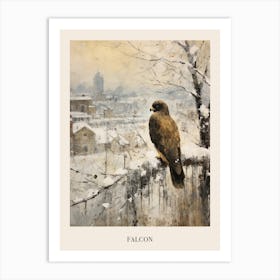 Vintage Winter Animal Painting Poster Falcon 1 Art Print