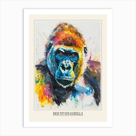 Mountain Gorilla Colourful Watercolour 1 Poster Art Print