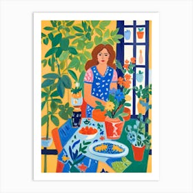 Woman In The Garden Art Print