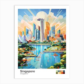 Singapore, Geometric Illustration 4 Poster Art Print
