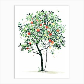 Apple Tree Pixel Illustration 4 Art Print
