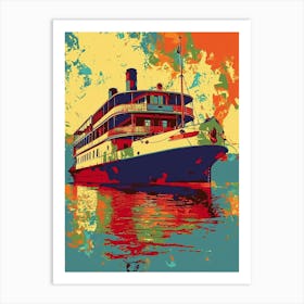 Steamboat Natchez Retro Pop Art 3 Art Print