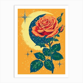 English Roses Painting Rose With The Moon 2 Art Print