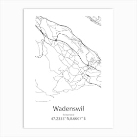 Wadenswil,Switzerland Minimalist Map Art Print