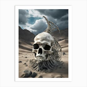 Alien Skeleton In The Desert Art Print