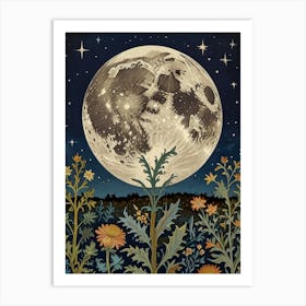 Moon In The Field Style William Morris Art Print