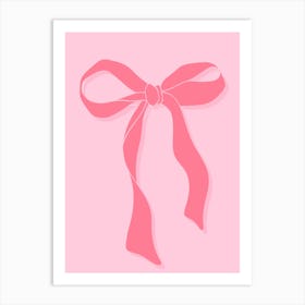 Pink Bow On Pink Background Art Print