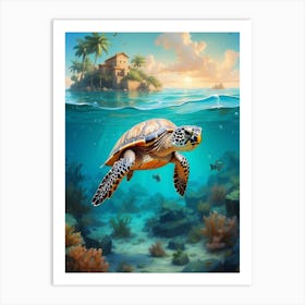 Sea Turtle In The Ocean Art Print