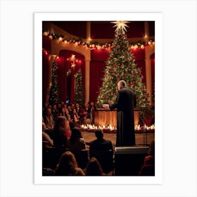 An Intimate Sunday Service Setting Imbued With The Essence Of Spiritual Surrender And Christmas Gra Art Print