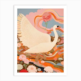 Maximalist Bird Painting Swan 3 Art Print