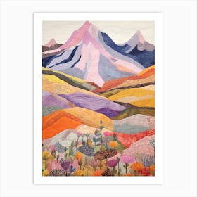 Mount Jefferson United States 2 Colourful Mountain Illustration Art Print