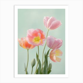 Bunch Of Tulips Flowers Acrylic Painting In Pastel Colours 9 Art Print