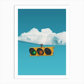 Traffic Light And Clouds Art Print