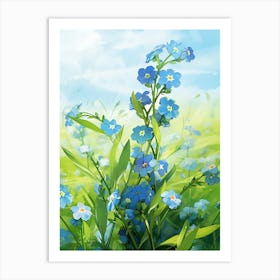 Forget Me Not In Green Field (2) Art Print