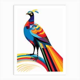 Colourful Geometric Bird Pheasant 3 Art Print