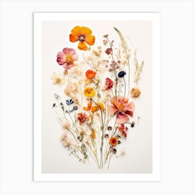 Pressed Flower Botanical Art Wildflowers 4 Art Print