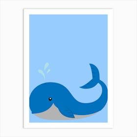 Hello Blue Whale, Children's, Kids, Nursery, Cot, Bedroom, Animal, Colourful, Art, Wall Print Art Print