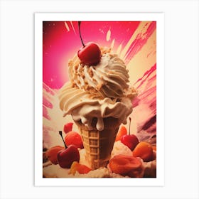Ice Cream Explosion Retro Photography Style 2 Art Print