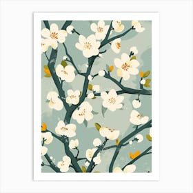 Plum Tree Flat Illustration 2 Art Print