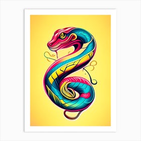 Whip Snake Tattoo Style Art Print