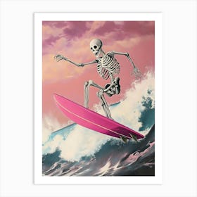 Skeleton Surfboard 2 Art Print