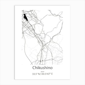 Chikushino,Japan Minimalist Map Art Print