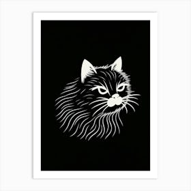 Abstract Sketch Cat Line Drawing 4 Art Print