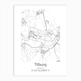 Tilburg,Netherlands Minimalist Map Art Print