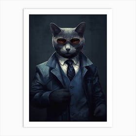 Gangster Cat Russian Blue 3 Art Print