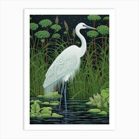 Ohara Koson Inspired Bird Painting Crane 2 Art Print