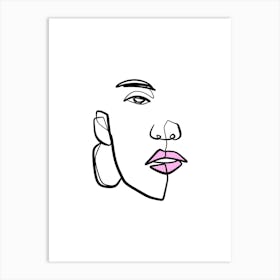 Minimalist Line Art Woman Face Art Print