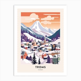 Vintage Winter Travel Poster Troms Norway Art Print