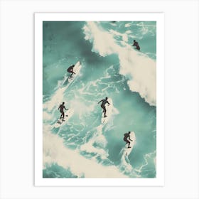 Surfers In The Ocean Art Print